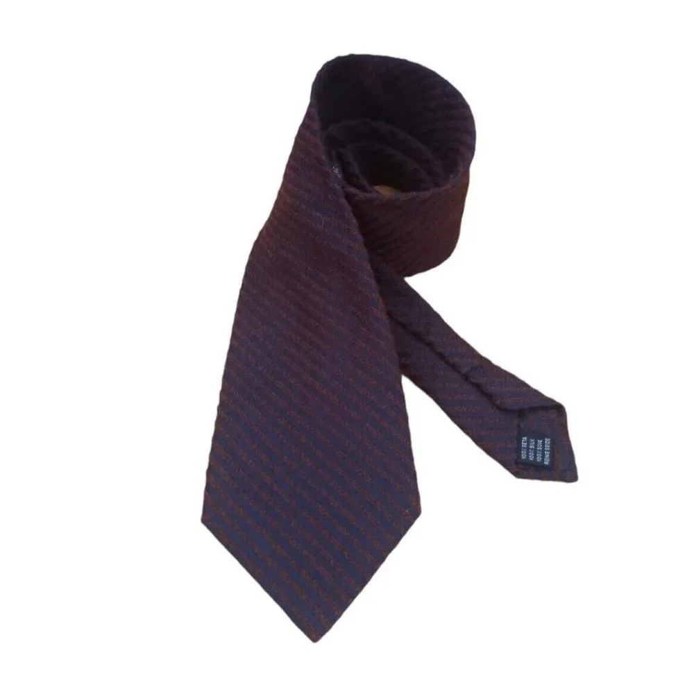 NAZARENO GABRIELLI Blue/Brown Striped Silk Tie ITALY 59